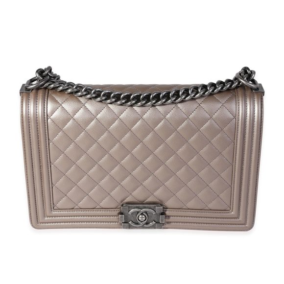 Chanel Pewter Quilted Caviar Medium Boy Bag - Picture 1 of 7